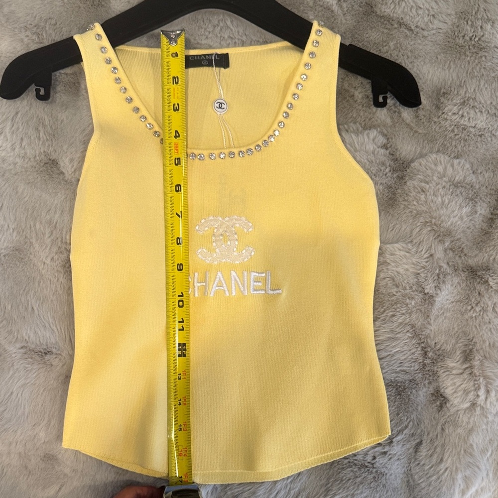 NWT CHANEL Yellow Tank Top with Crystal Accents - Picture 7 of 9